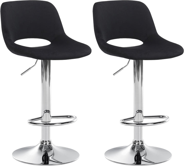 Lot de 2 Tabourets de Bar avec Dossier Réglables Pivotants 106 Velours Noir