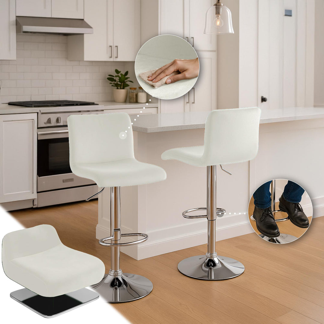Tabouret de Bar avec Dossier Réglable Pivotant 105 Velours Crème - image 4
