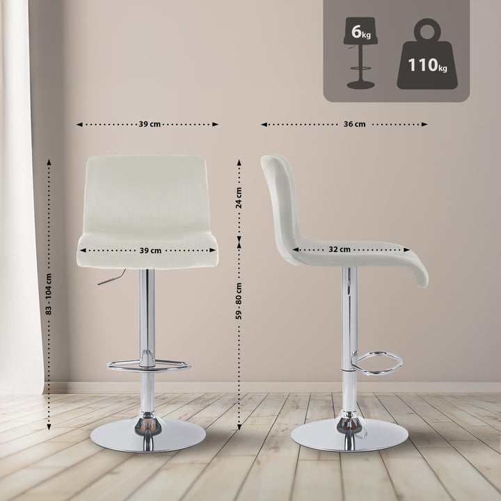 Tabouret de Bar avec Dossier Réglable Pivotant 105 Velours Crème - image 2