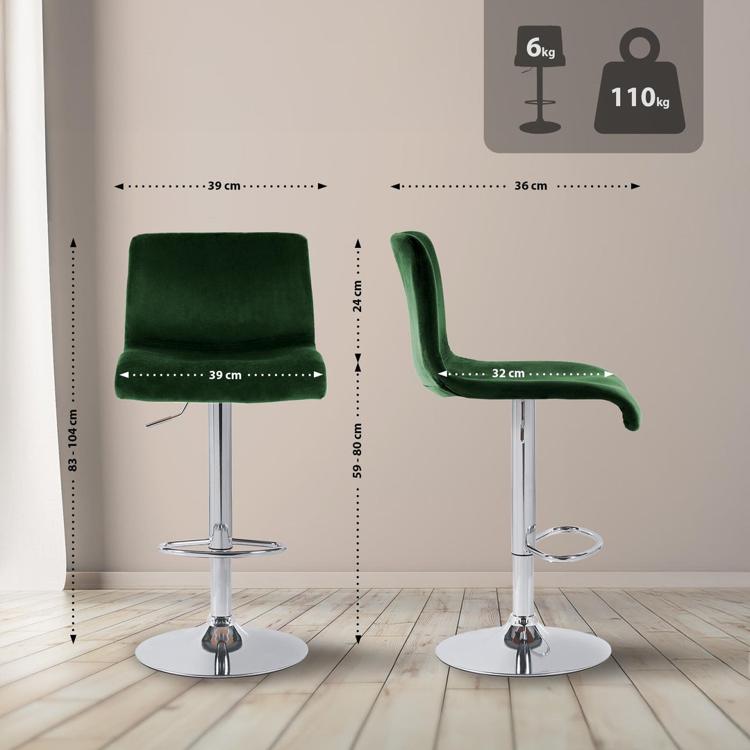 Tabouret de Bar avec Dossier Réglable Pivotant 105 Velours Vert - image 2