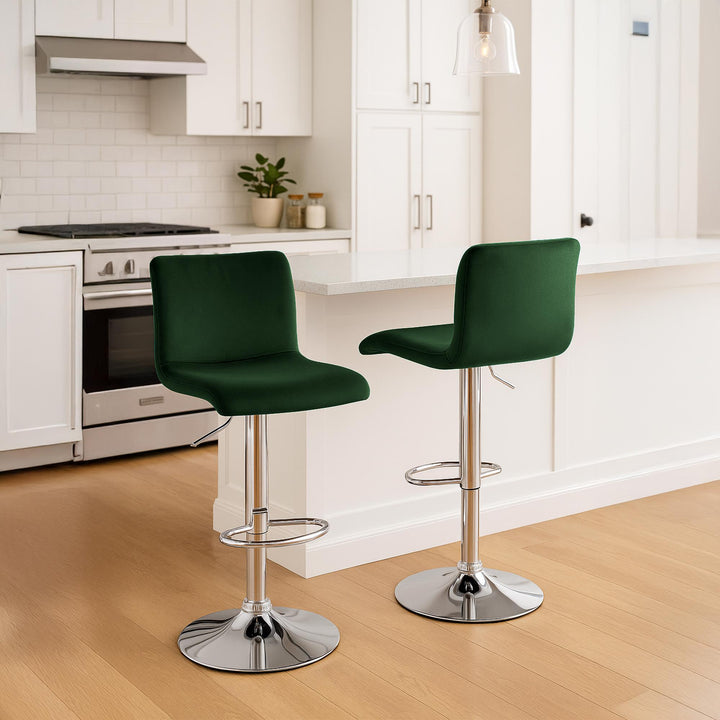 Tabouret de Bar avec Dossier Réglable Pivotant 105 Velours Vert - image 3