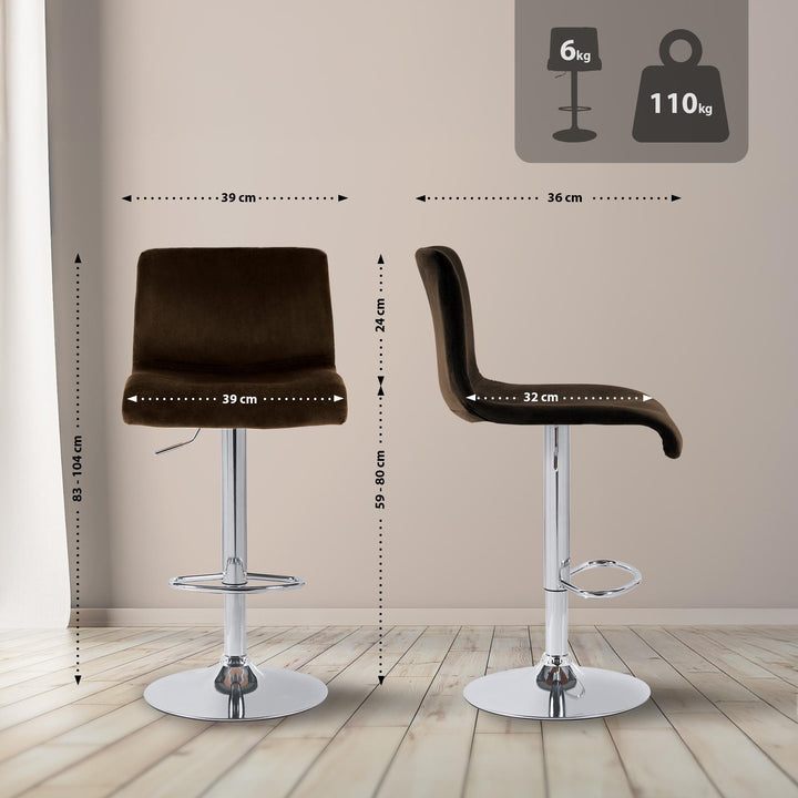Tabouret de Bar avec Dossier Réglable Pivotant 105 Velours Marron - image 2