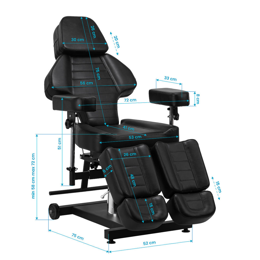 Fauteuil de Tatouage Hydraulique Pro Ink 601A Noir - image 24