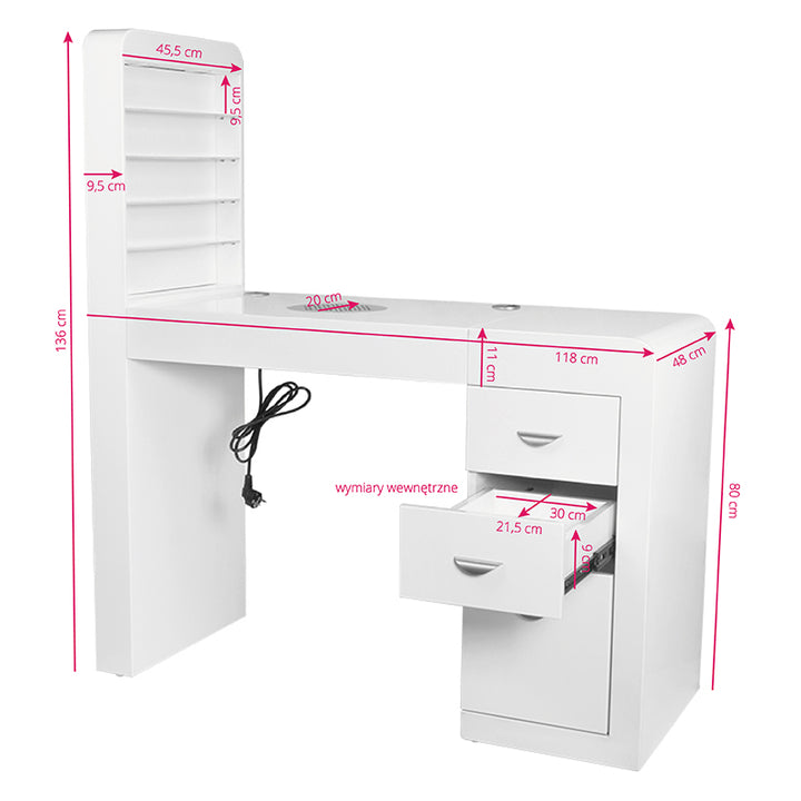 Table de manucure 310 Blanc Gauche 10