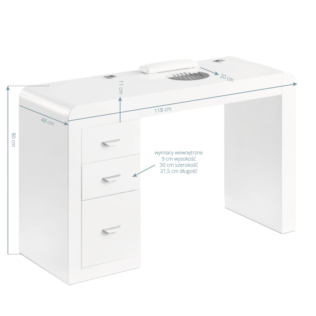 Table de manucure 312 Blanc Droite 4