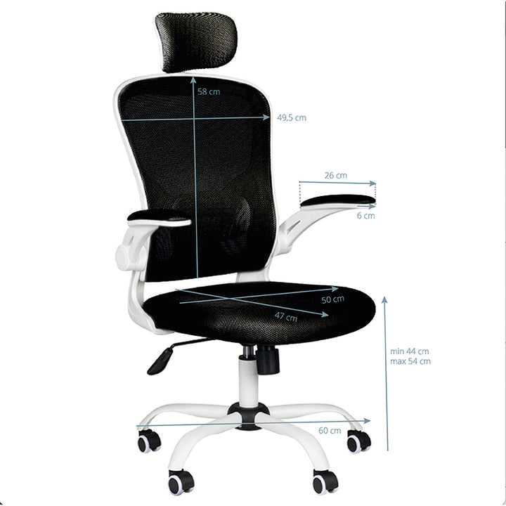Chaise de bureau Max Confort 73H Blanc-Noir 6