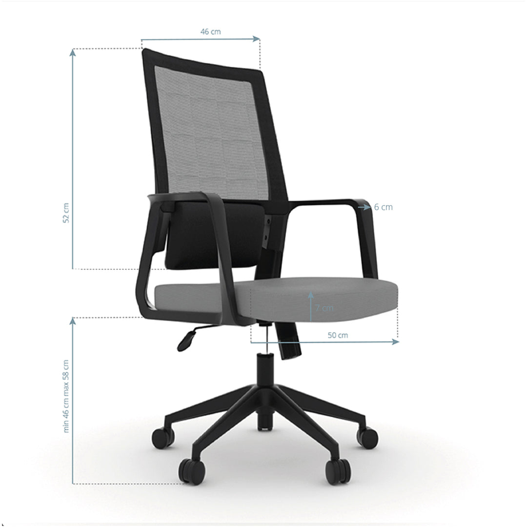 Chaise de bureau Confort 10 Noir-Grau 2