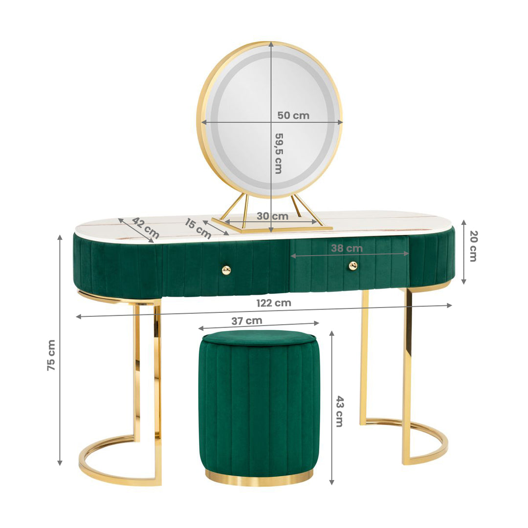 Table de toilette Velours T11 Vert 7