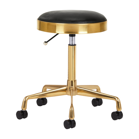 Tabouret à Roulettes Réglable En Cuir Éco H7 Or Noir