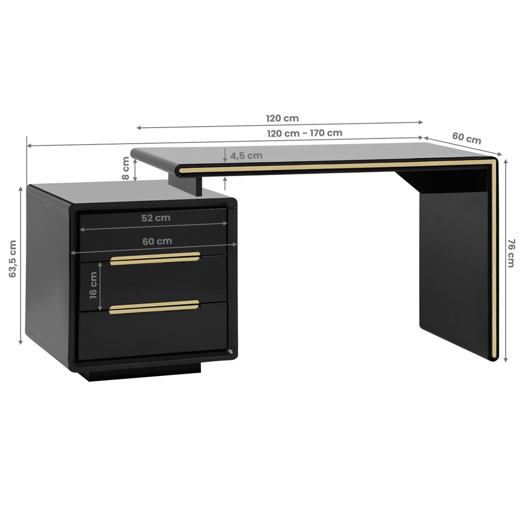 Table de manucure 3304G Noir-Or 6