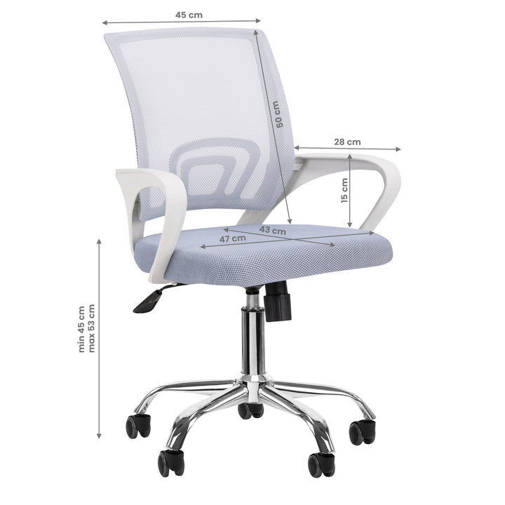 Chaise de bureau QS-C01 Blanc-Grau 7