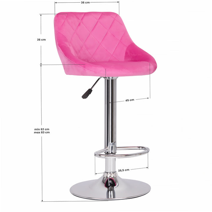 Tabouret de bar Courtepointe Pivotant Réglable Noir Fuchsia 7