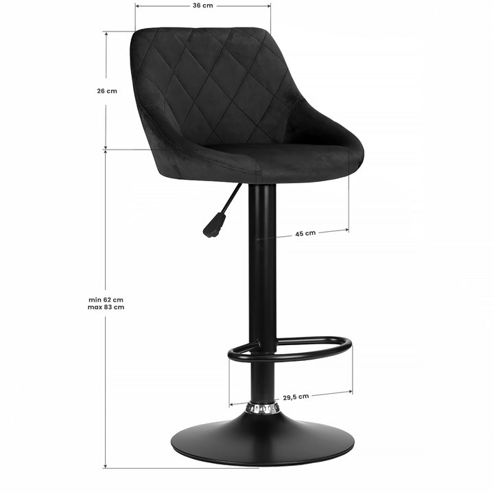 Tabouret de bar Courtepointe Pivotant Réglable Noir Noir 7