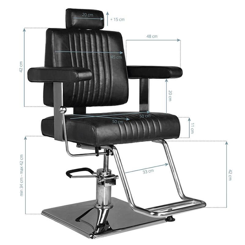 Kappersstoel Barber Hair System SM185 Zwart 7